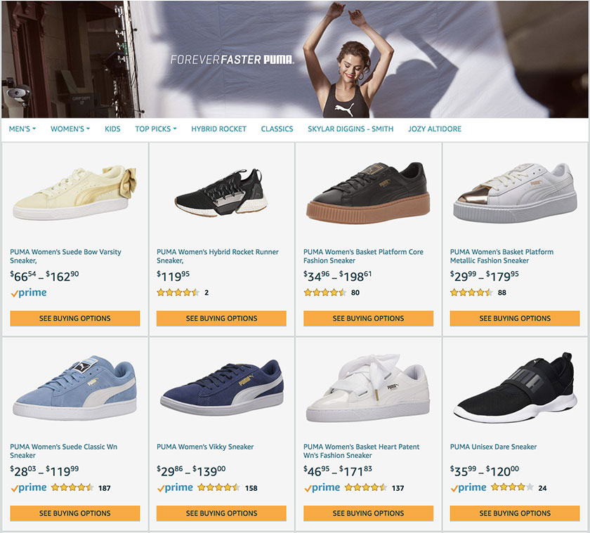Amazon puma storefront
