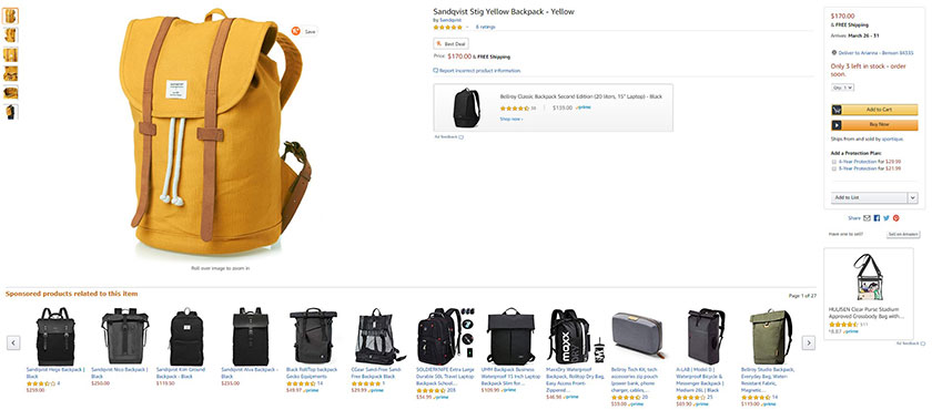 Create a Winning Amazon Advertising Strategy with Product Suggestions backpack on amazon