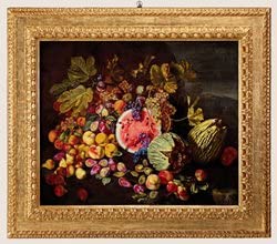 Still Life with Squash, Melon, Pears, Figs, Peaches, and Grapes