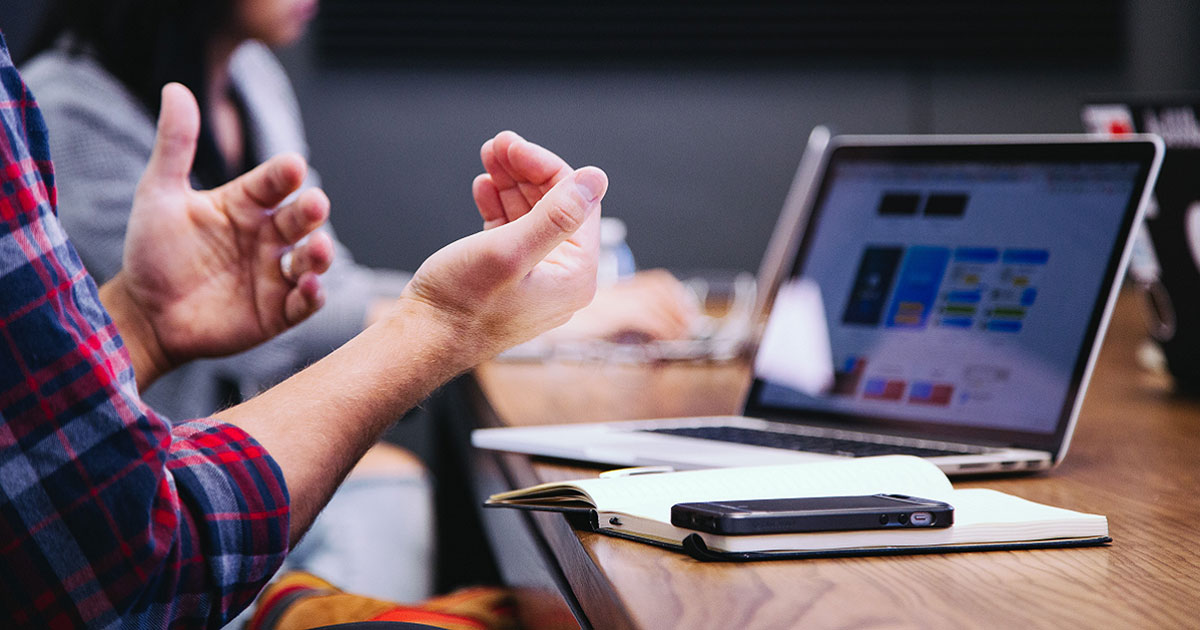 person discussing business