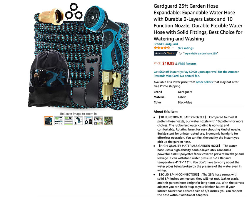 Is My Product Ready to Advertise on Amazon? water hose description amazon