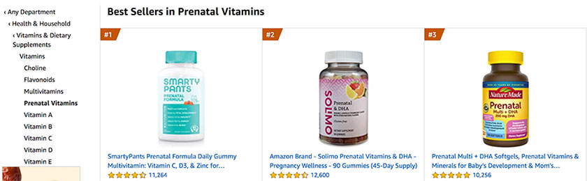Find and Target Competitors Through Amazon Advertising prenatal vitamins on Amazon