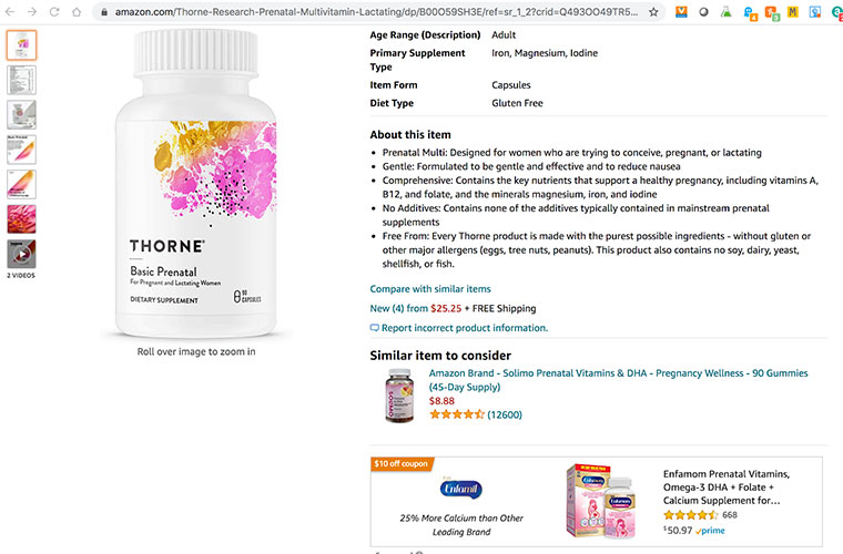 Find and Target Competitors Through Amazon Advertising thorne listing on Amazon