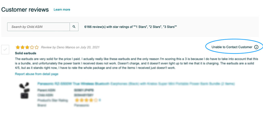How to Respond to Amazon Negative Reviews unable to contact customer message