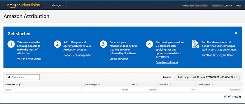 Amazon Attribution Start