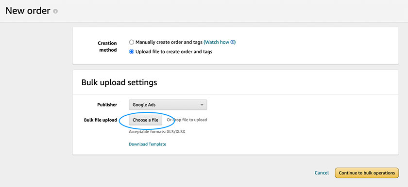 bulk upload settings