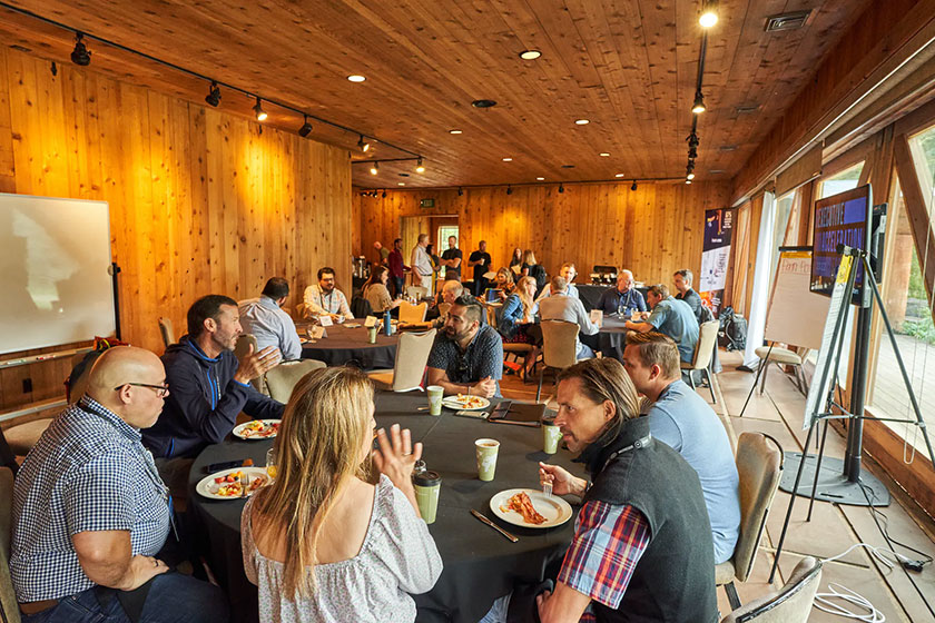 executives networking and eating