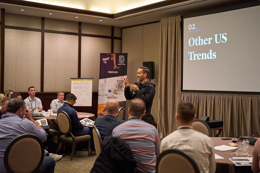 man presenting trends